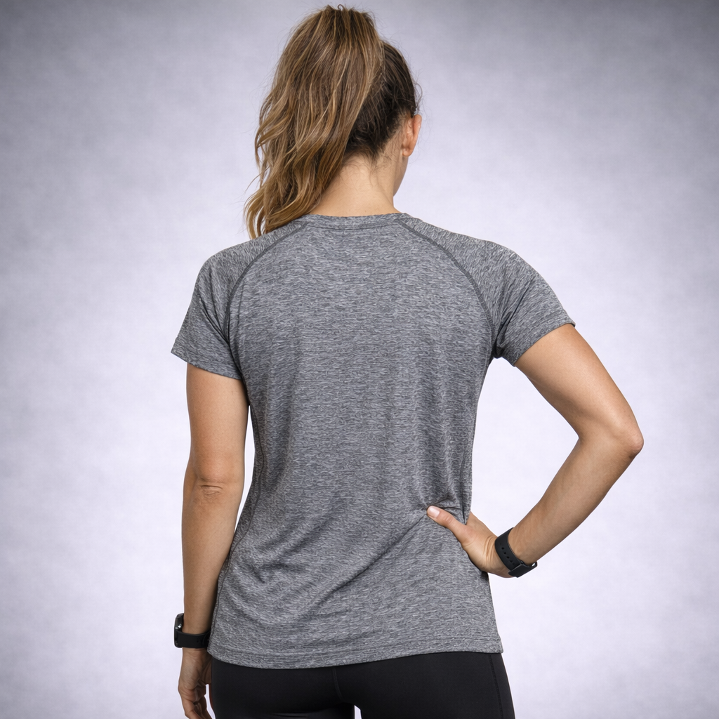 Polera deportiva jaspeada 90% poliéster reciclado